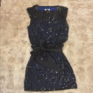 Laundry by Design Blue Sequin Sheath Mini Dress